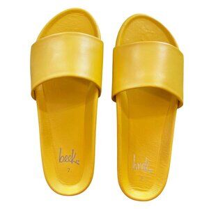 NWB Beek Gallito Leather Slide Sandal Sunflower Yellow Size 7